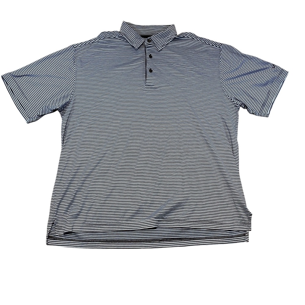 Callaway Golf Polo Shirt Mens XXL Blue Black Striped Mercerized Cotton CS16695